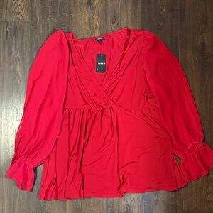 torrid Red Wrap Peplum Blouse